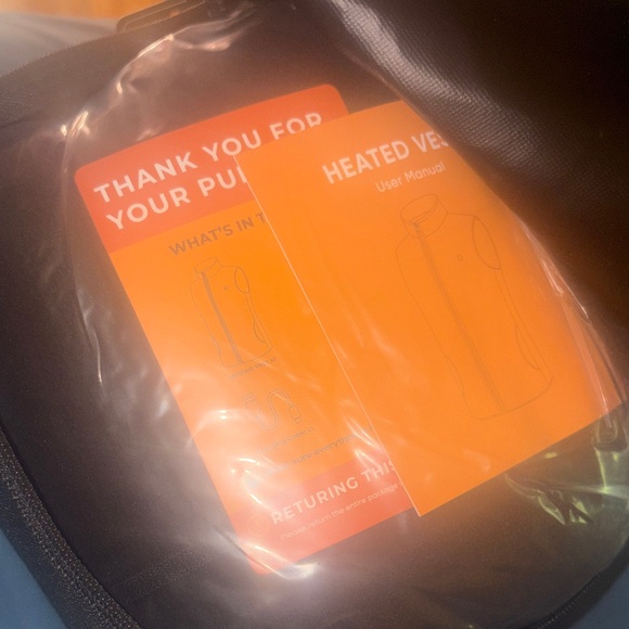 Black Heated Vest with Orange Heating Elements - Picture 4 of 4